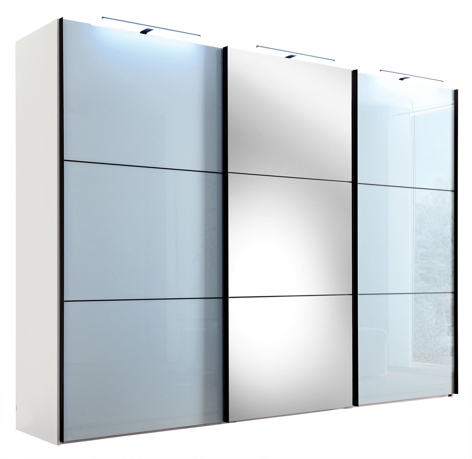 STAUD Kleiderschrank LENTO 249 x 222 x 68 cm Nachbildung/Glas grau/weiß