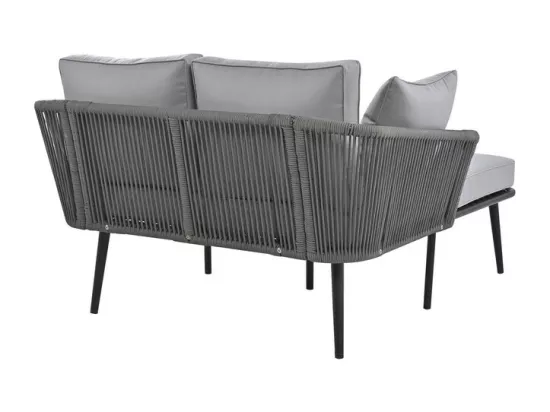Bain de soleil，canapé de jardin - en acier galvanisé et corde tressé - 2 places - Gris