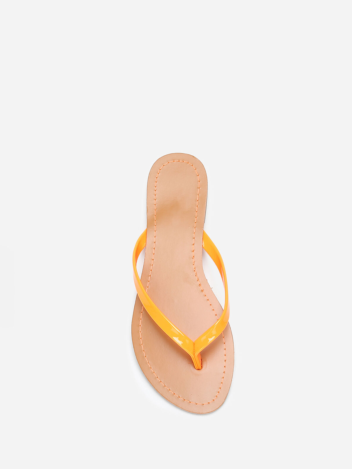 Tongs à bride vernie- orange