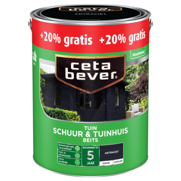 Cetabever dekkende schuur & tuinhuis beits antraciet 2,5 liter   20% extra