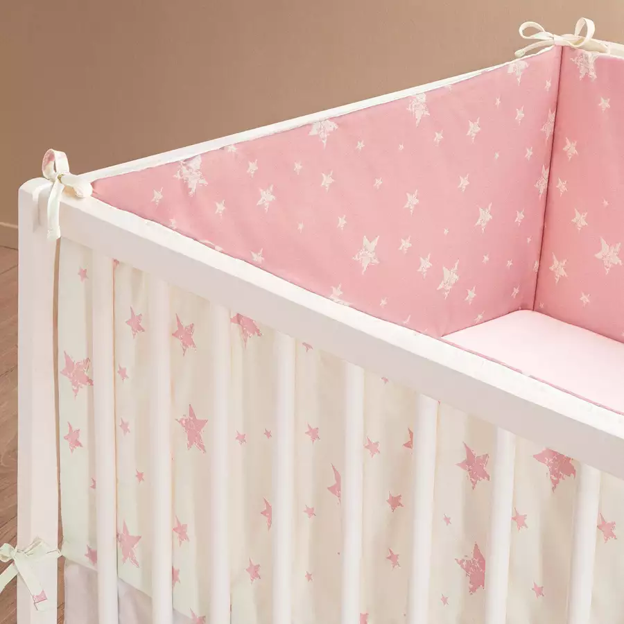 hibboux® Bettgittereinlage Star Crib Bumper White&Rose