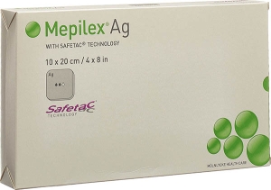 MEPILEX Ag Schaumverband Safetac 10x20cm Silikon, 5 Stück