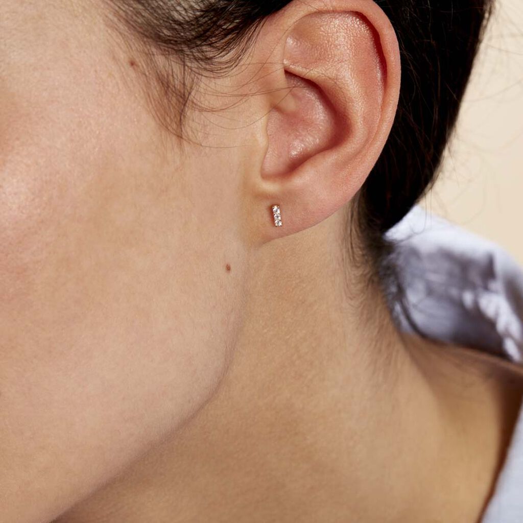 Boucles D'oreilles Puces Youssa Barrettes Or Jaune Oxyde De Zirconium