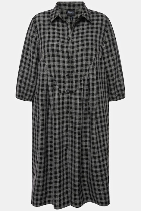 Karokleid, A-Linie, Hemdragen, 3/4-Arm, Midikleid