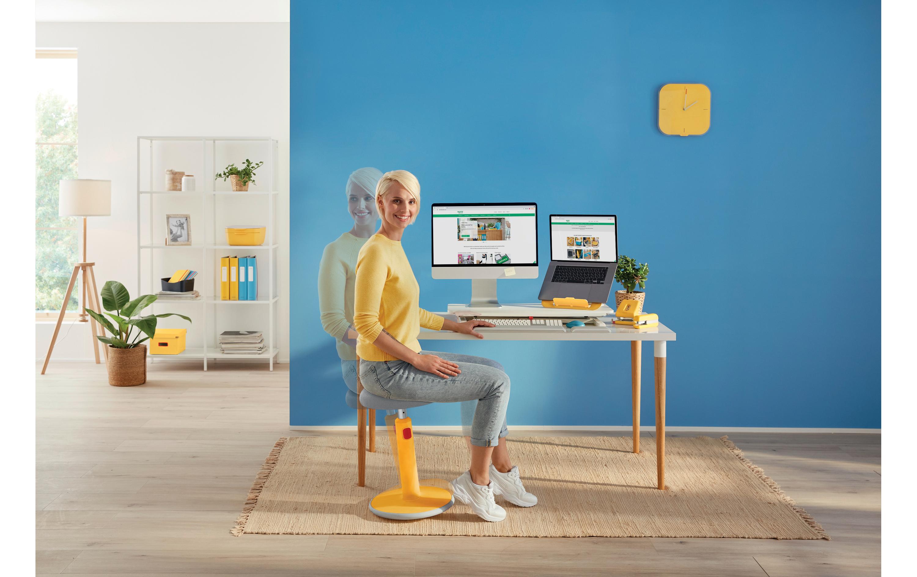 Ergo Cosy Active Sitz und Stehhocker Gelb<br>Höhenverstellbarer, ergonomischer Hocker zum Sitzen und Stehen für eine verbesserte Muskelaktivität und bessere Körperhaltung