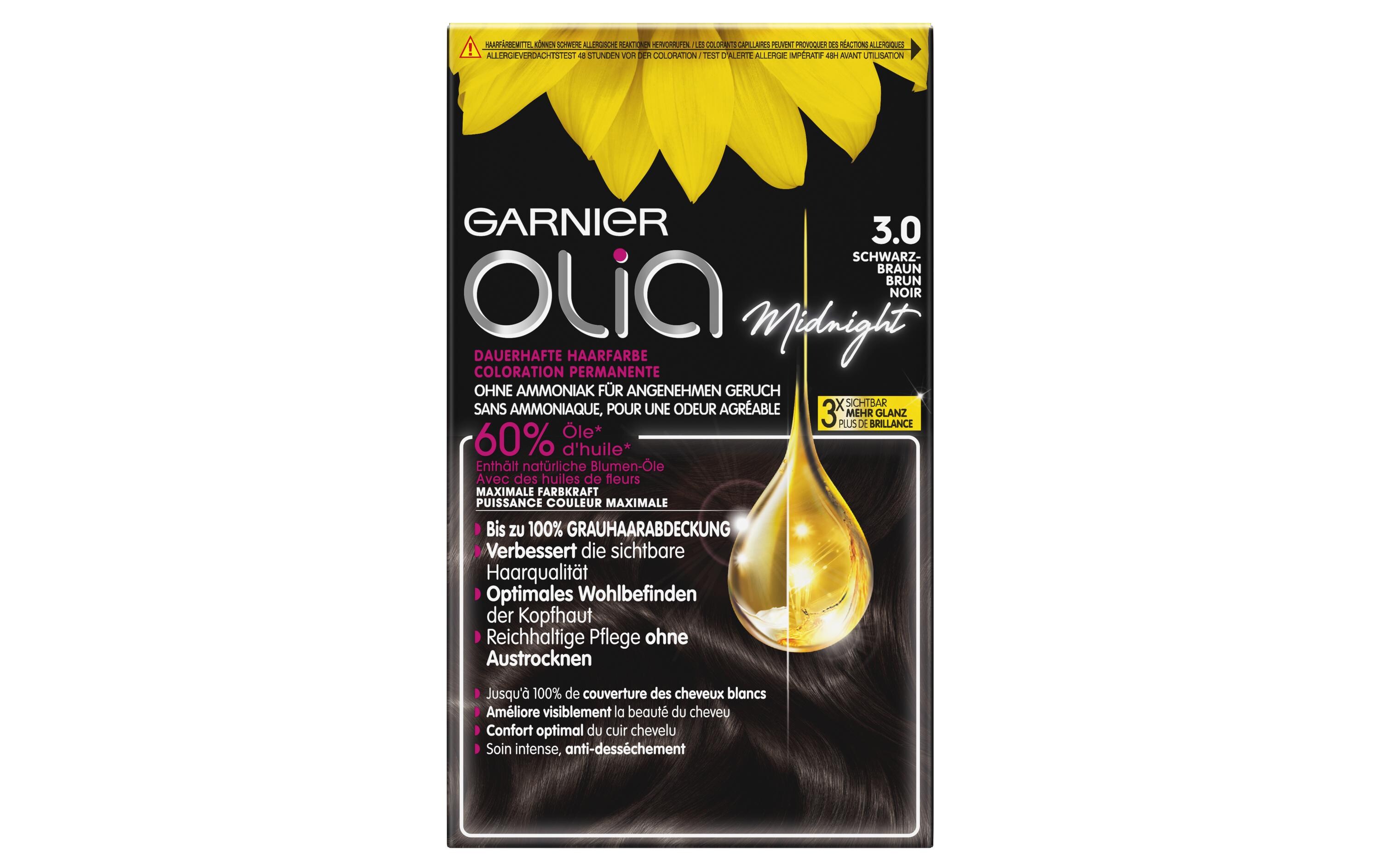 Haarcoloration Olia 3.0 Schwarz-BraunHaarfarbe sorgt für intensive Farbkraft und geschmeidiges, glänzendes Haar