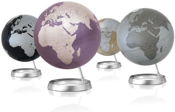 Atmosphere - Full Circle Vision - Wereldbol - Metallic Silver - Aluminium Voet - 30cm