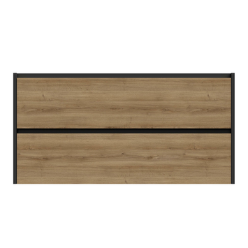 Tiger Reverse Meubelset 120 cm met 2 lades Chalet eik / Mat zwart inclusief Quadro wastafel dubbel Mat zwart