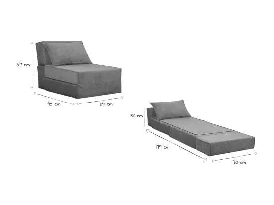 Chauffeuse 1 place convertible en tissu effet velours bleu VICTOR