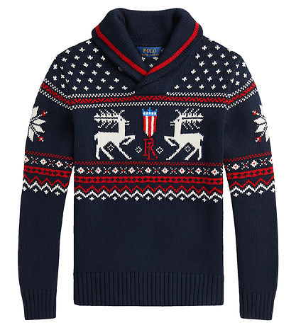 Polo Ralph Lauren Bluse - Baumwolle/Wolle - Navy m. Mwinter
