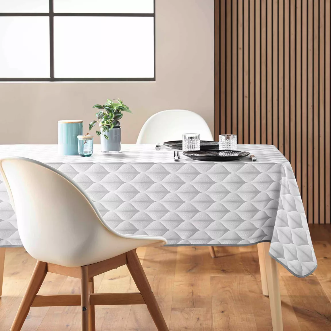 Nappe rectangulaire anti tache (150 x 240 cm) Kalini Grise