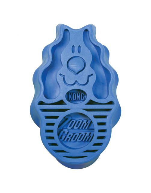 Kong Borstel Rubber Zoomgroom - Hondenvachtborstel - Blauw per stuk Large