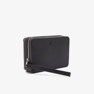 Trousse zippée Chantaco en cuir piqué uni Portefeuilles & Petite Maroquinerie - Noir - Lacoste - Homme