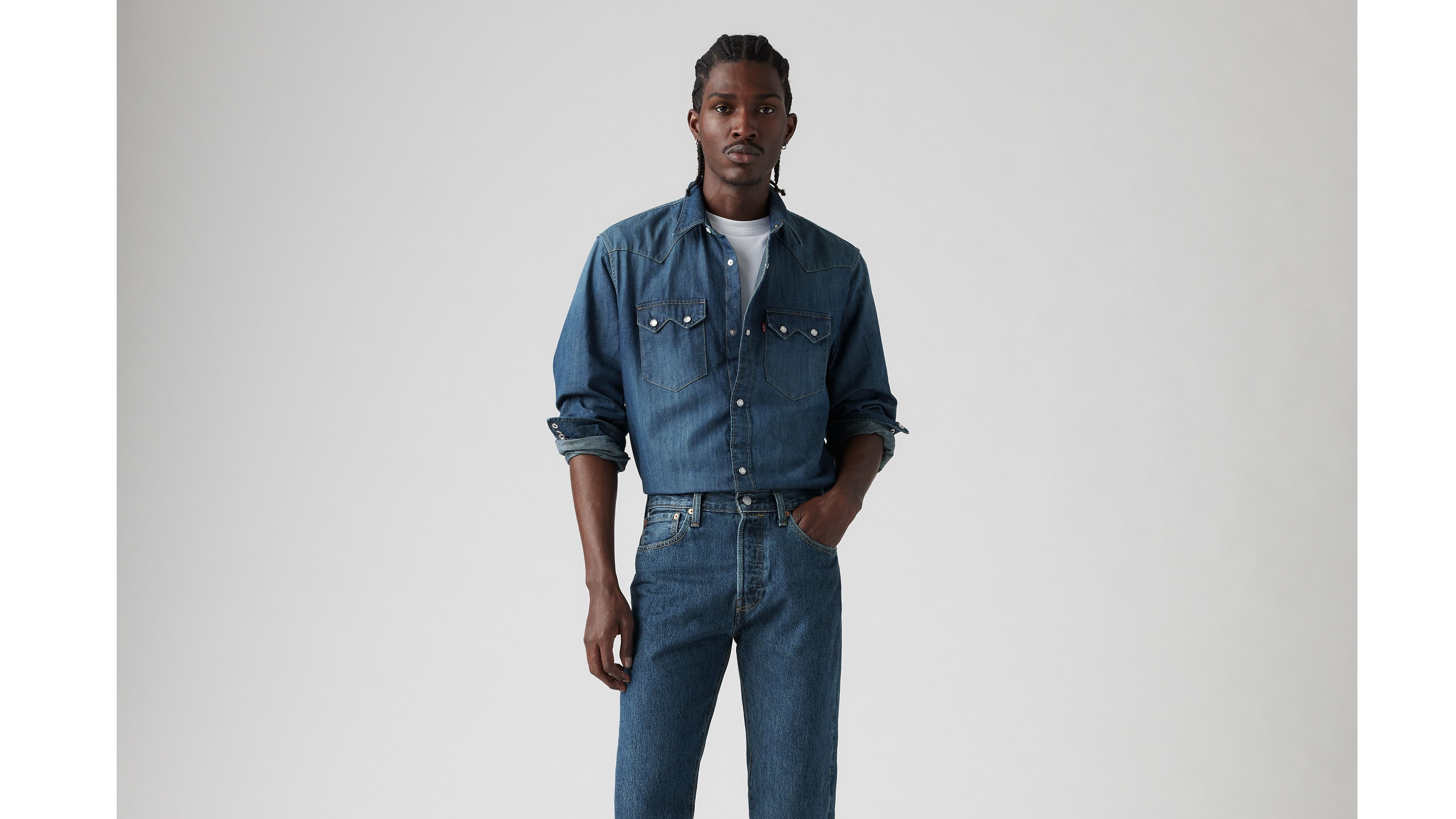 Chemise Western Sawtooth Relaxed - Hanson Med Indigo - Bleu