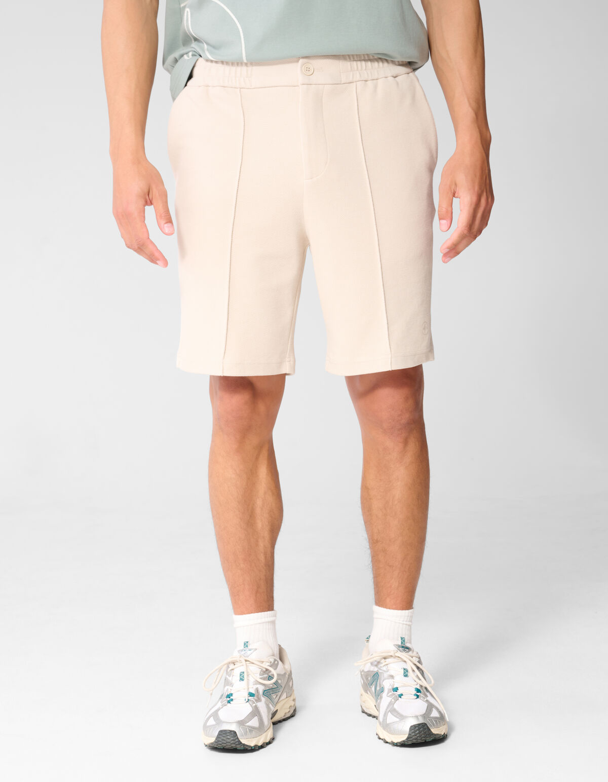 Structuur Regular Fit Short Zand