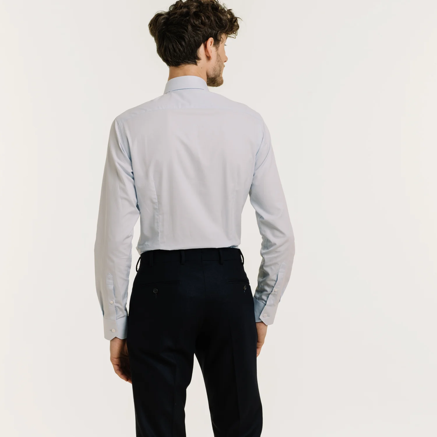 Fitted shirt in sky blue double-twisted fil-a-fil