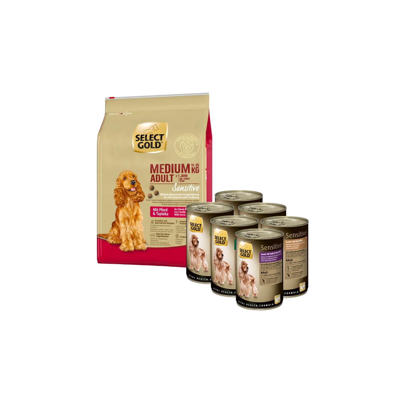 SELECT GOLD Sensitiv Medium Adult Mischfütterungs-Set 7tlg.