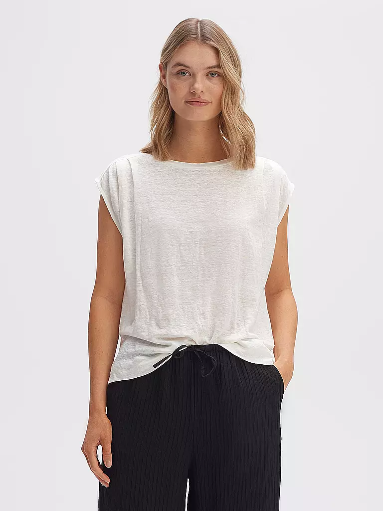OPUS Leinen T-Shirt SASKINO creme