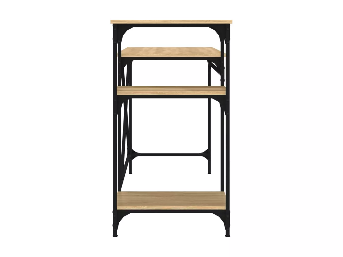 Bureau avec étagères chêne 105x50x90cm bois d'ingénierie et fer