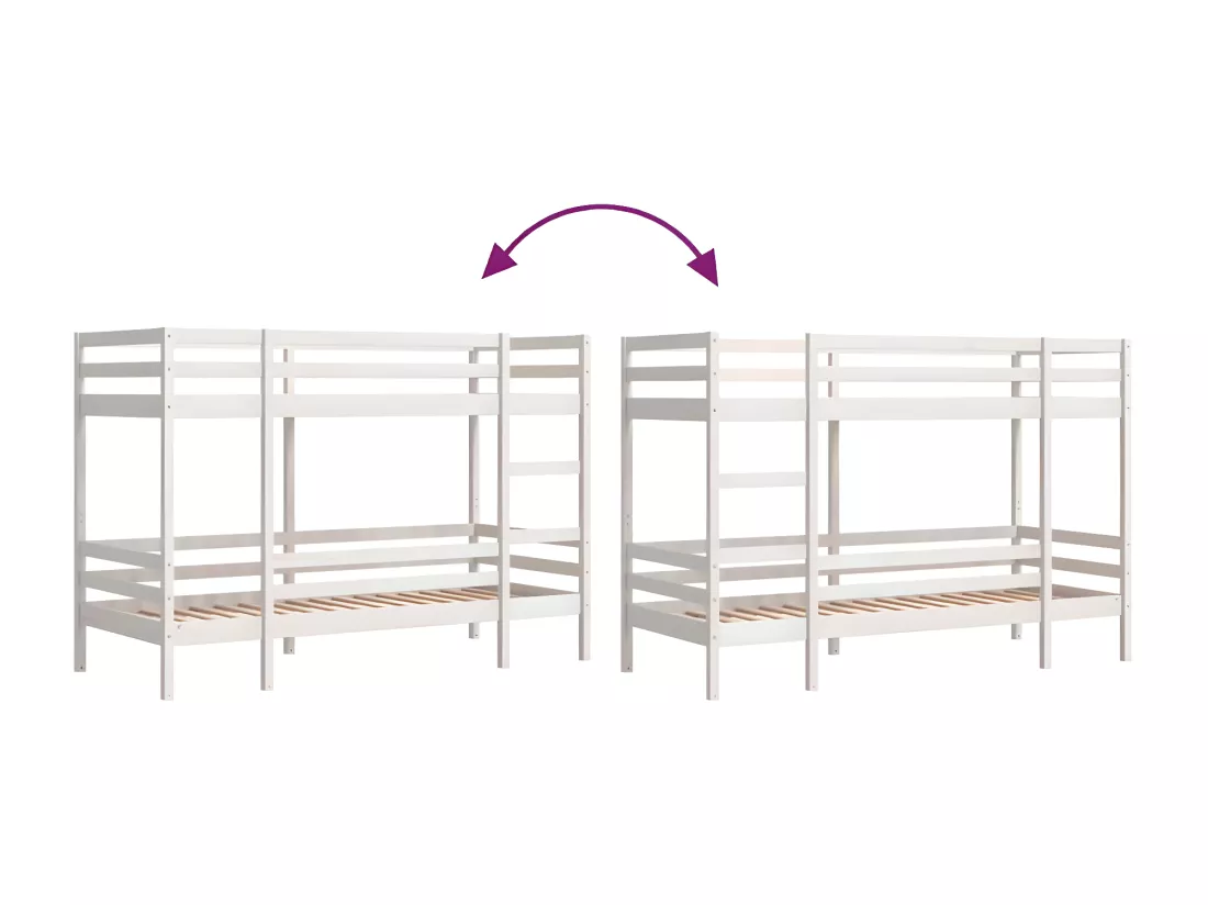 Lit superposé Blanc 90x190 cm Bois de pin massif