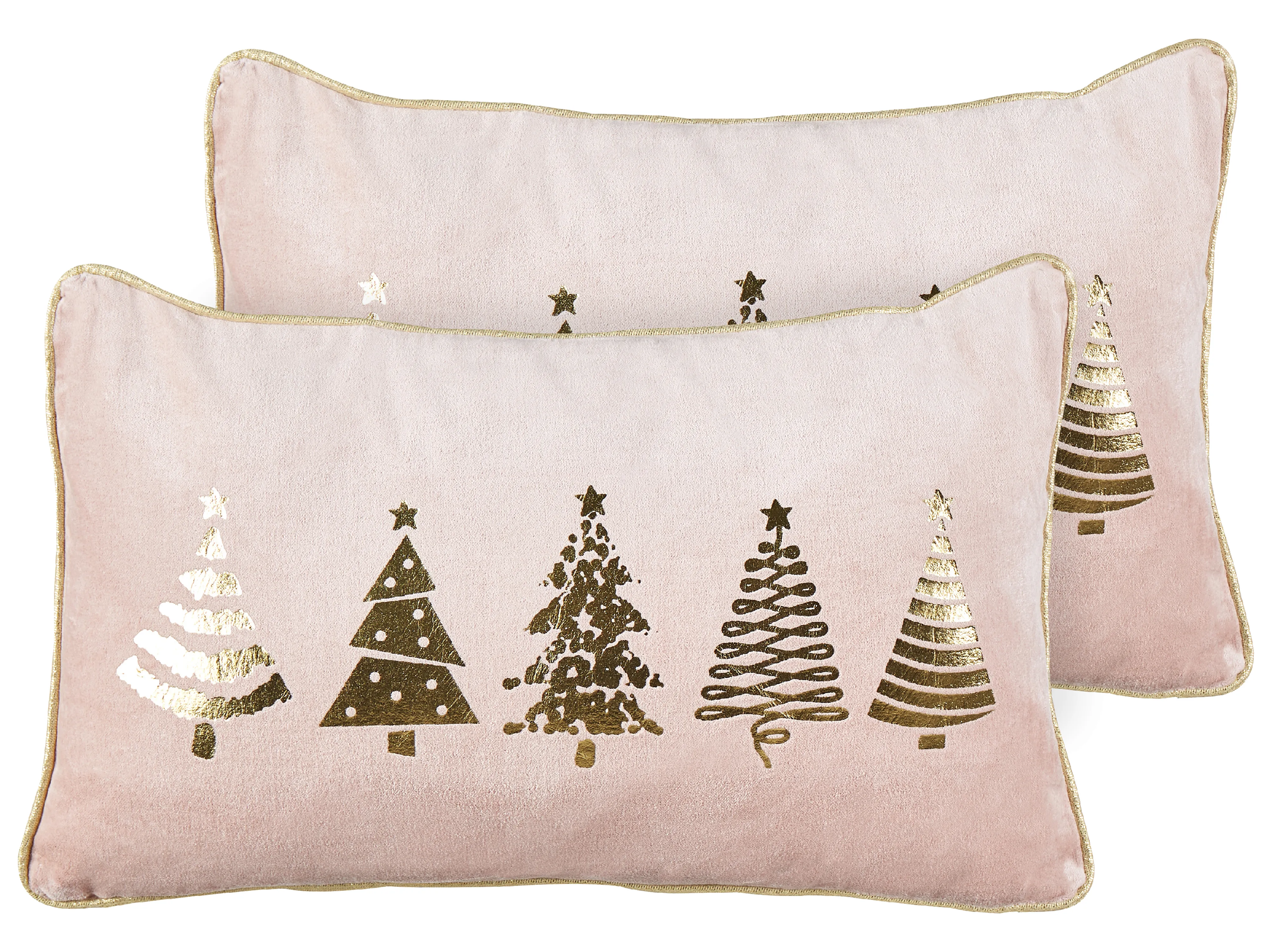 Set van 2 sierkussens ALSOBIA Fluweel 30 x 50 cm Roze kerstmotief