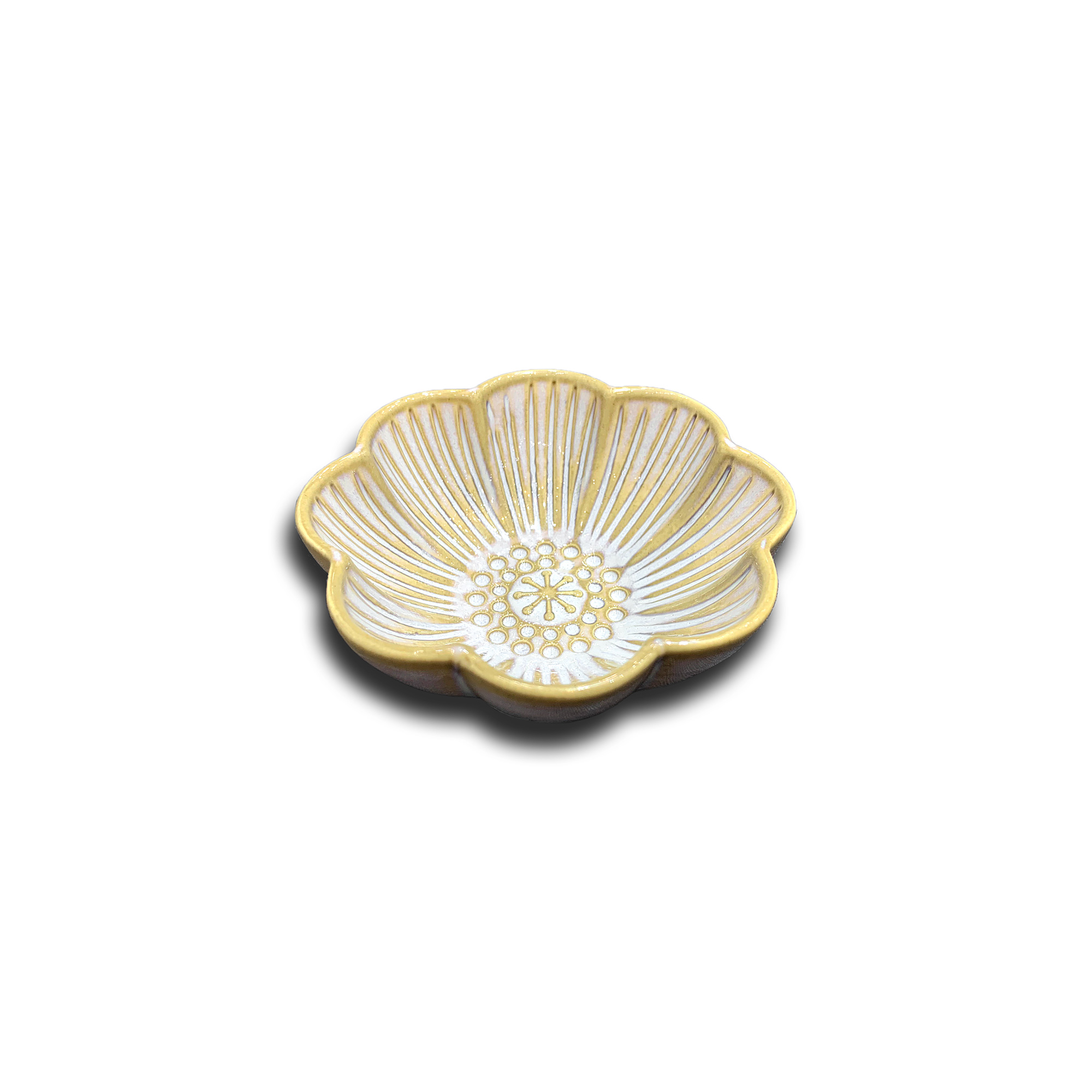 Keramikschale 'Blume', altweiß, beige, Ø 9 cm, H 3,5 cm zu 5,50