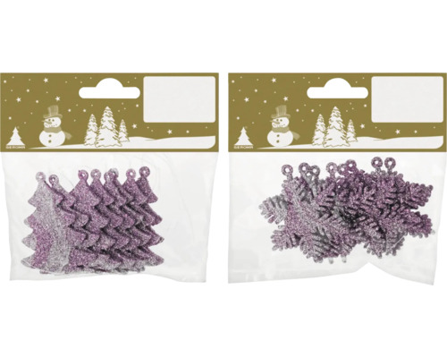 Kerstdecoratiehangers, 8-delig, assorti paars