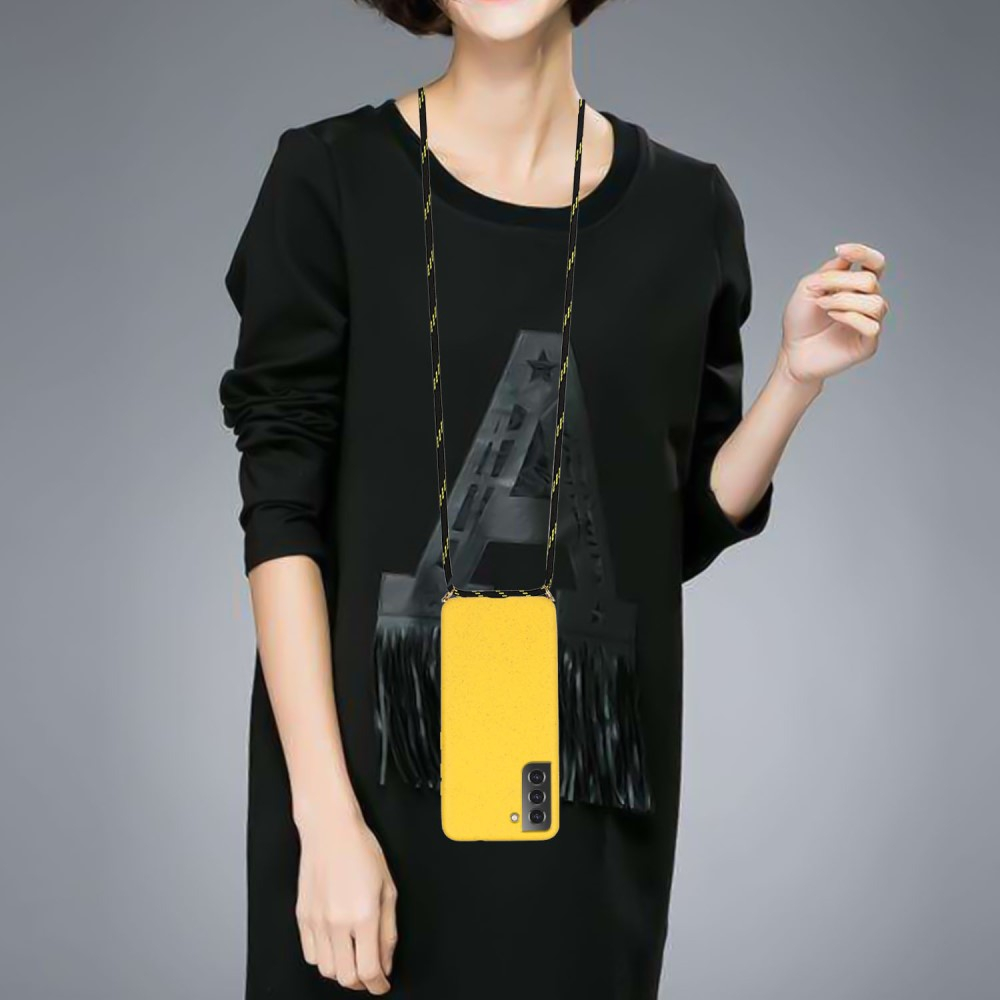 Samsung Galaxy S22 5G Necklace Bio Gummi Case Hülle Eco Friendly Nachhaltig Kompostierbar   Handykette (150cm) - Gelb