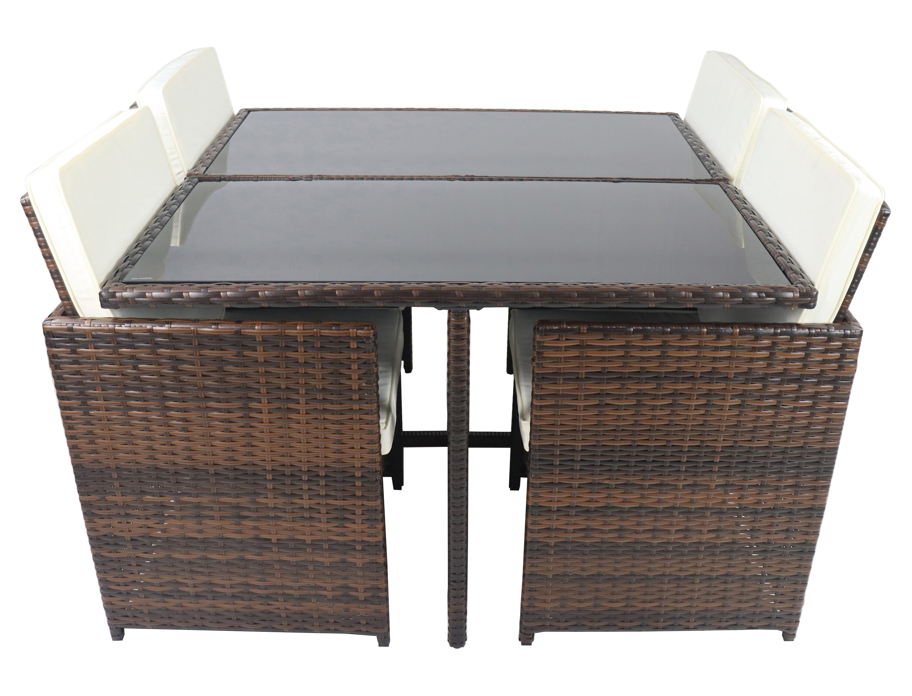 VCM 5-tlg. Gartenmöbel Sitzgruppe Gartenmöbel Glas Tisch Stühle Rattan Raloso