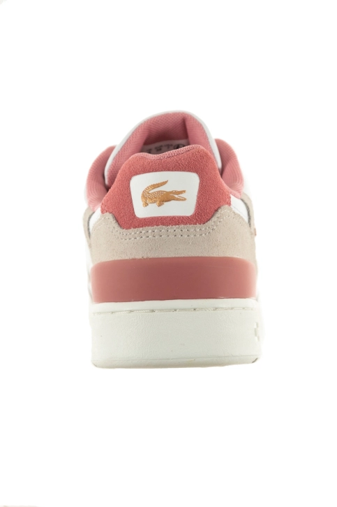 Baskets basses lacoste t clip contrasted collar leathr 1y9 wht/lt pink