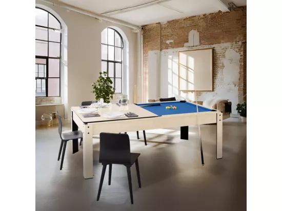Billard Américain convertible table 4places KITBILL 5FT - 183 x 102 x 78 cm Plateau dînatoire et accessoires inclus - Beige