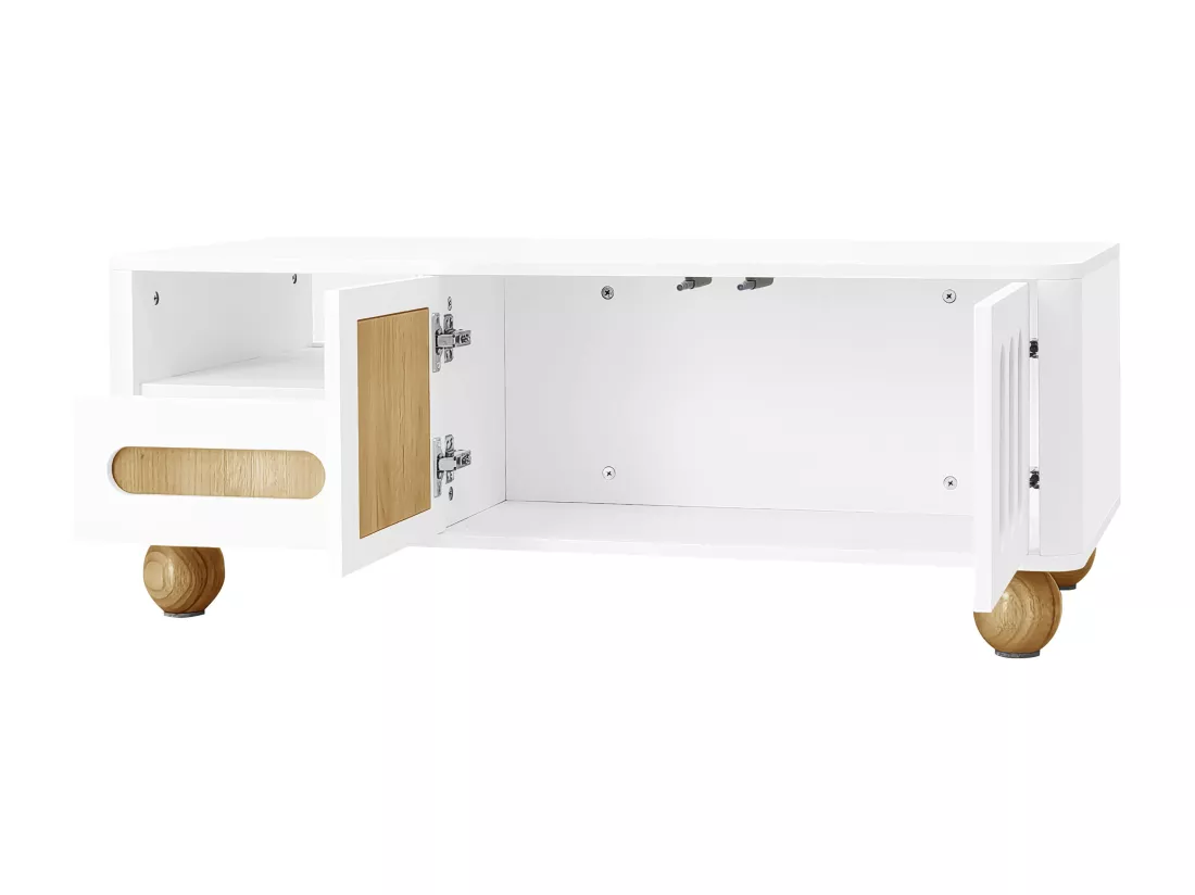 Table basse moderne 105x50x40 cm avec LED - avec 2 portes et 1 tiroir - Blanc