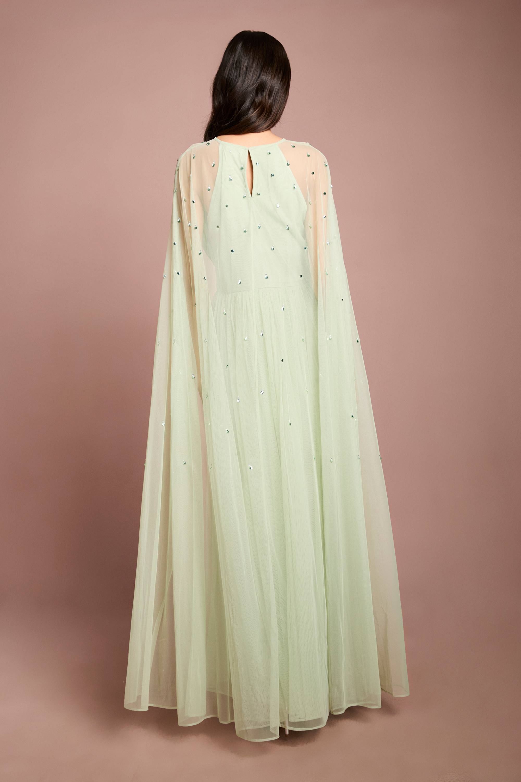 Coast Robe Longue Cape En Maille Plissée Avec Pierres Précieuses