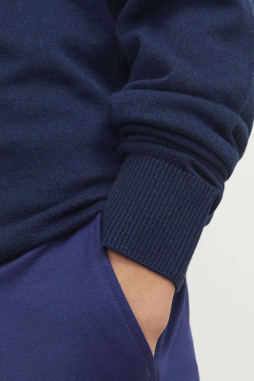 JACK & JONES JUNIOR trui donkerblauw fijn gebreid
