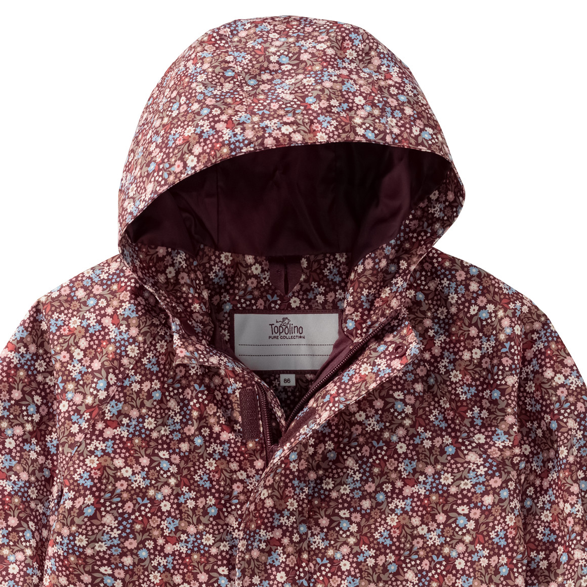 Topomini Pure Collection Baby Regenoverall im Millefleur-Design beere