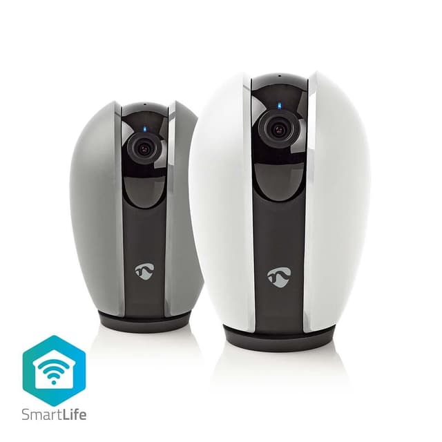 Nedis SmartLife Indendørs Kamera | Wi-Fi | Full HD 1080p | Pan tilt | Cloud Storage (mulighed) / microSD (ikke inkluderet) | Med bevægelsessensor | Nattesyn | Hvid / Mørkegrå