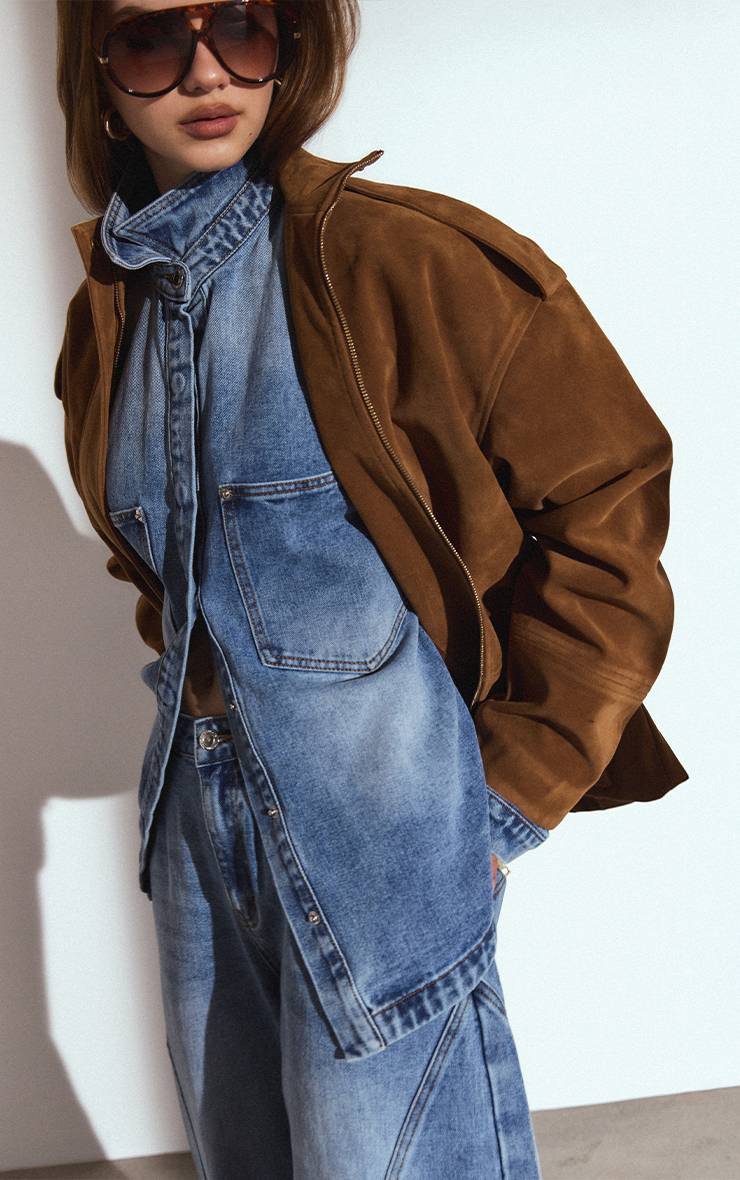 Mid Blue Wash Chemise En Jean Oversize