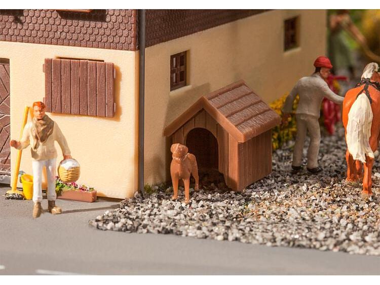 Faller Hundehütte mit Hund H0 Hundehüttenmodell mit Hund im Massstab 1:87
