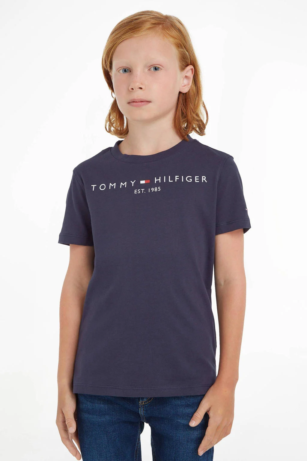 Tommy Hilfiger unisex T-shirt van katoen donkerblauw