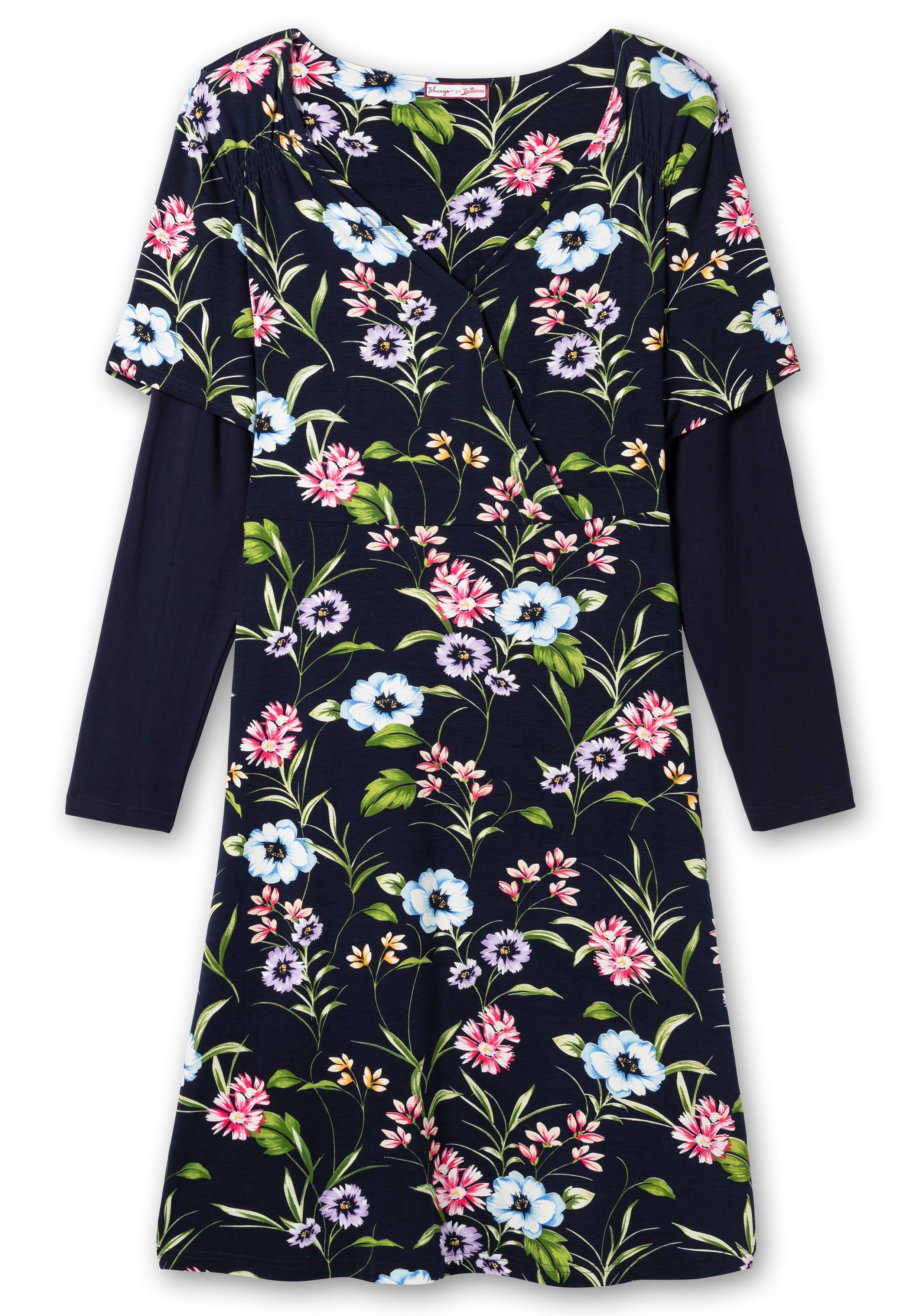 Jerseykleid im Wickelschnitt, mit Blumendruck