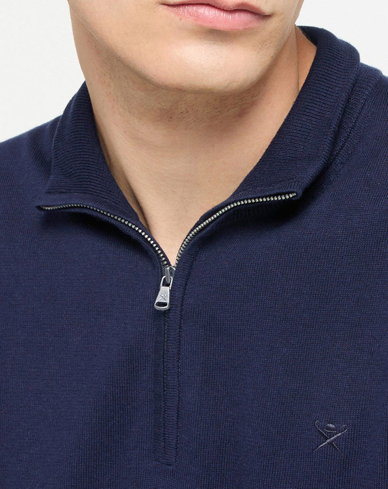 Hackett London Pull en Coton & Soie bleu foncé