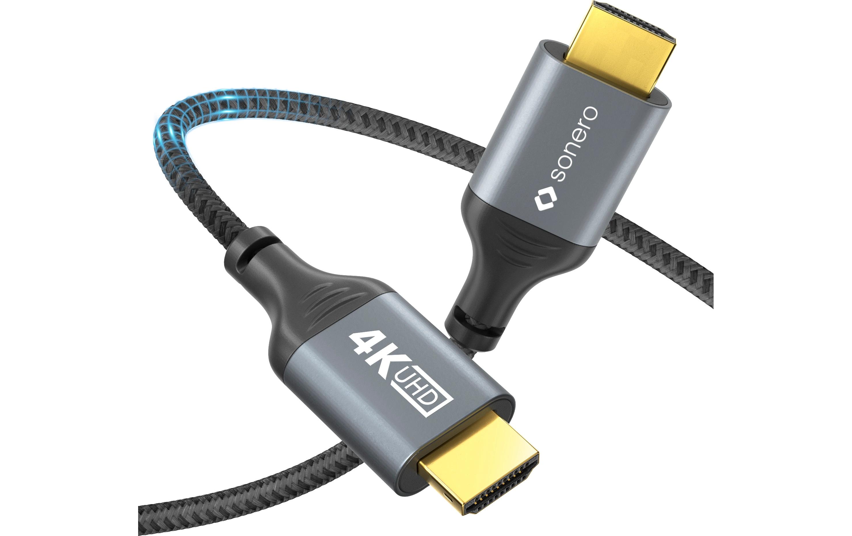 Kabel HDMI - HDMI, 3 mHDMI auf HDMI Kabel - 4K60 - grau/schwarz - 3.00m