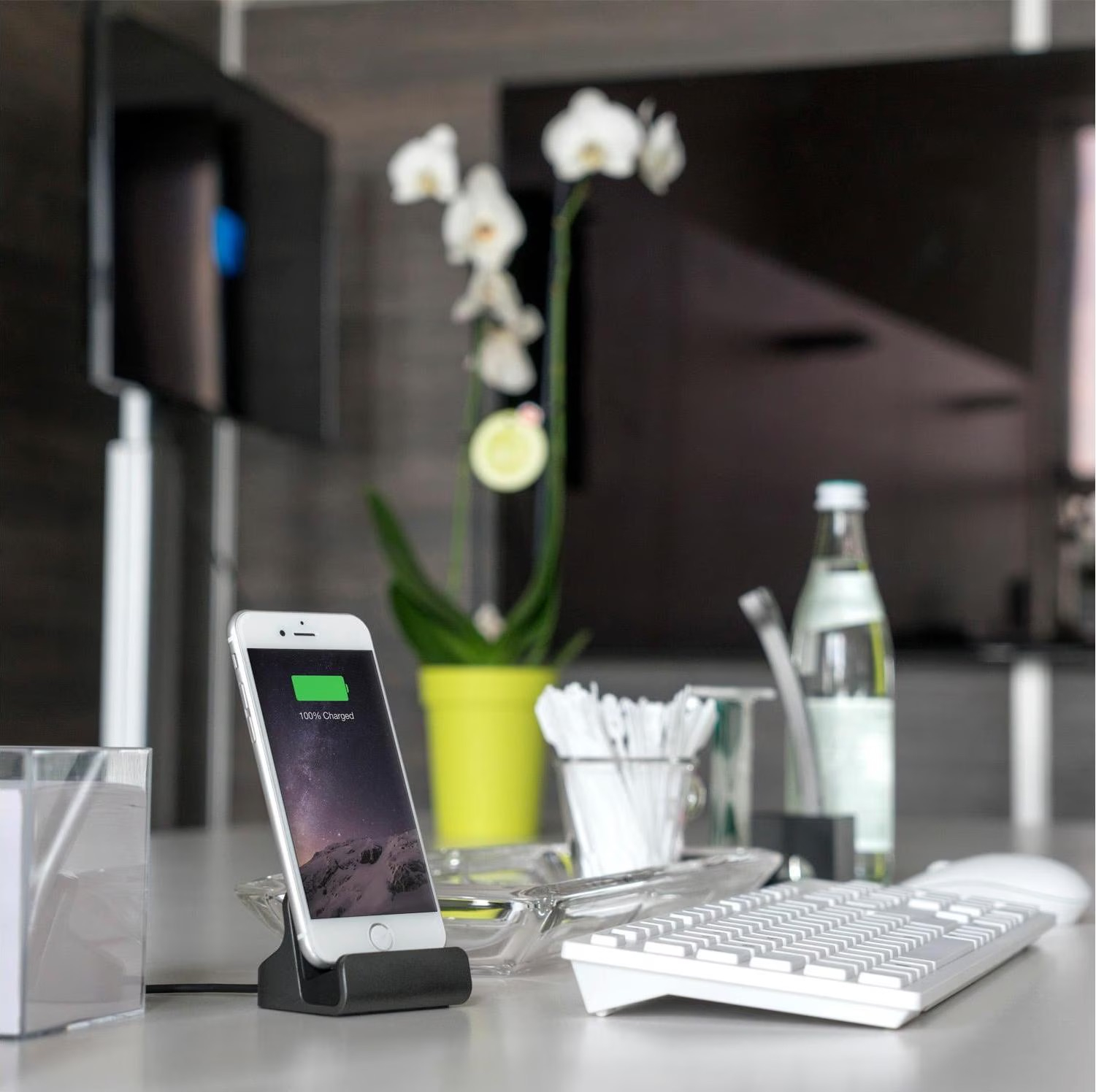 10W USB C Lade Dock Dockingstation Halterung für Handy / Smartphone (4S462240) - Silber