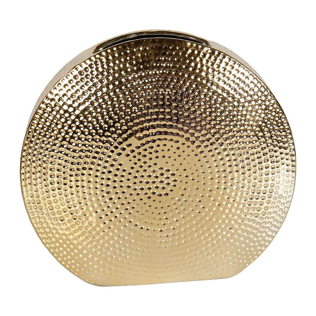 Vase en céramique rond martelé doré 18.5x20.5x5cm