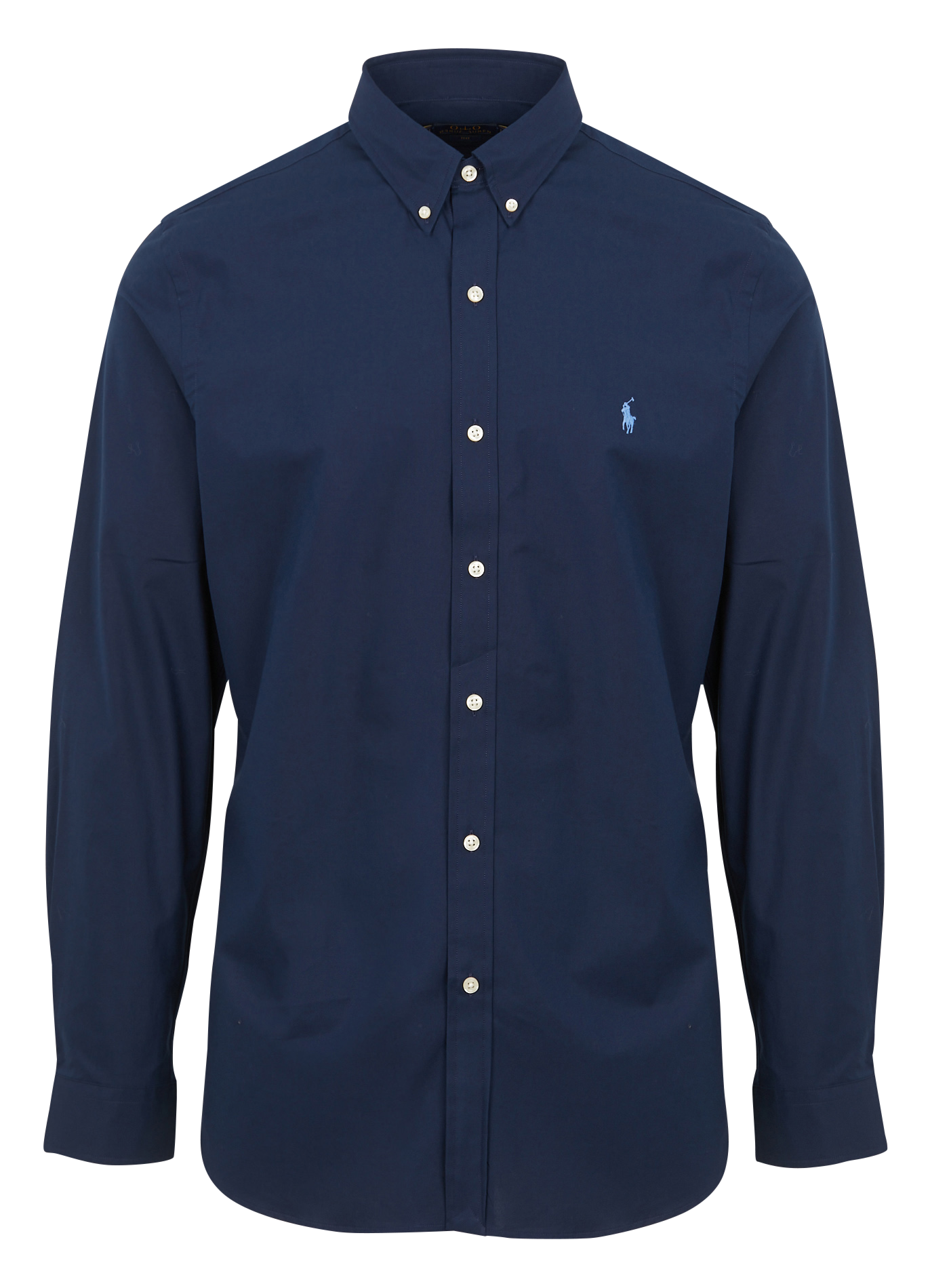 Chemise col américain en coton mélangé | Bleu