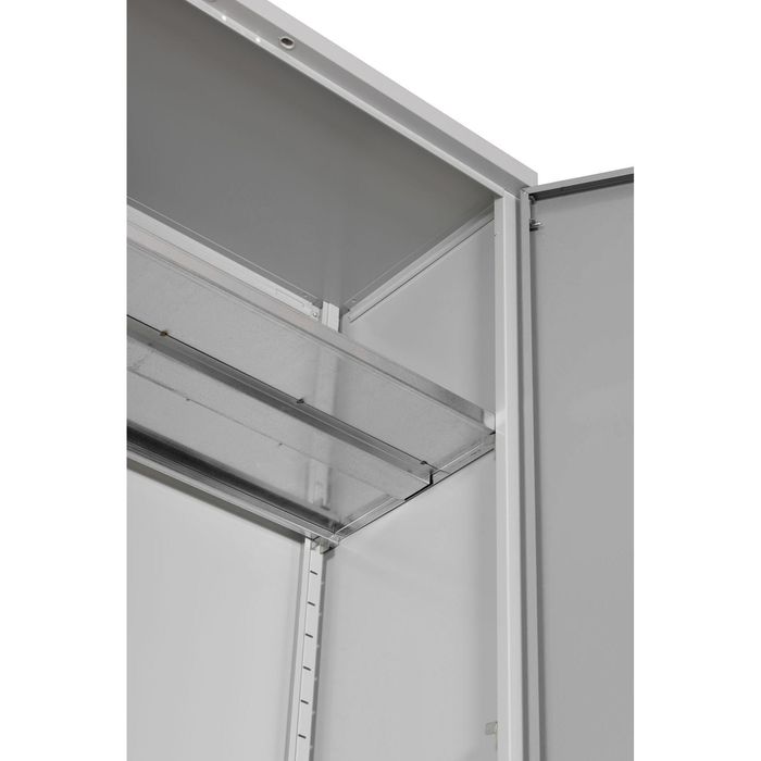 PROREGAL Fret draaideurkast met 4 legplanken, versterkt, Eurolock-greep, HxBxD 195 x 120 x 50 cm, grijs verzinkt