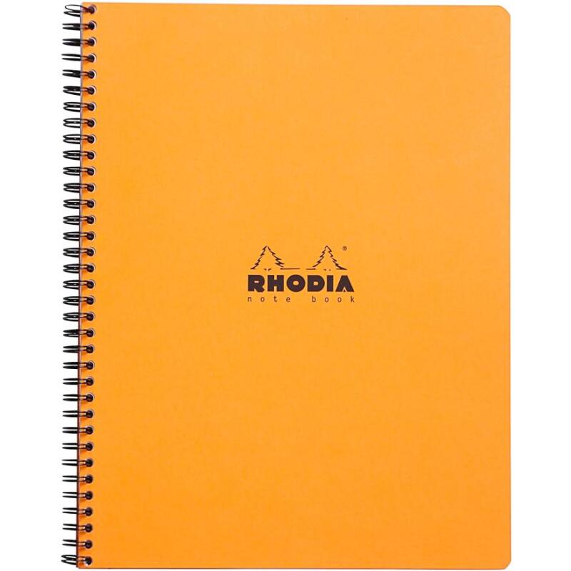 Notebook Rhodia Classic reliure intégrale & 22,5x29,7 cm 160 pages petits carreaux 5x5 avec cadre en-tête détachables perforation 4 trous 80g - Assortis