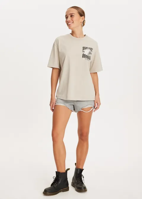 T-shirt met print dream on zand (ZAND)