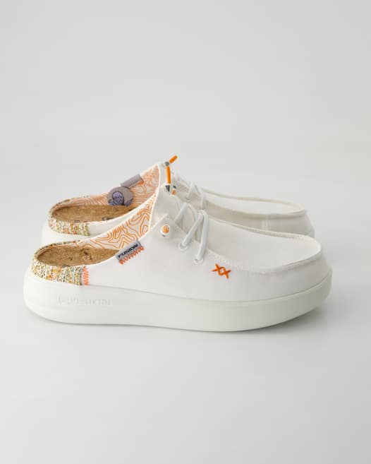 Fusion Lily capri washed Pantoletten in Weiß