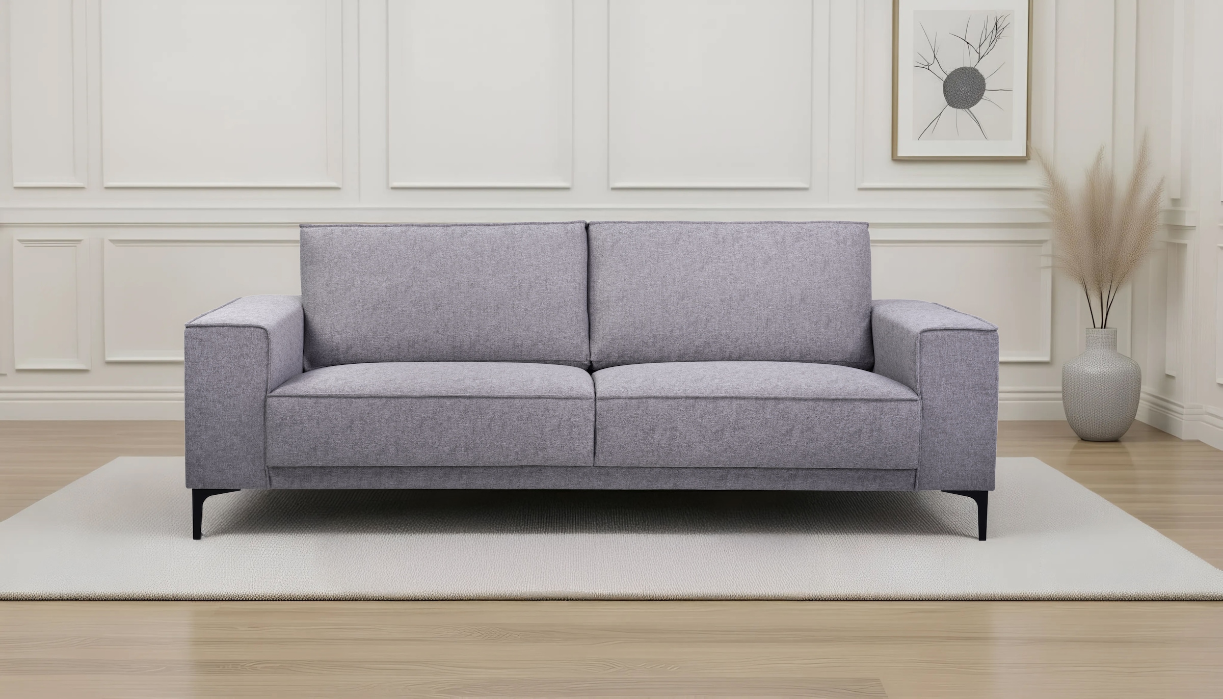 GOODproduct 3-Sitzer »3er Sofa Oland, Struktur, Flachgewebe, Luxus-Microfaser, Boucle« 224 cm, Wellenunterfederung, Skandi-Design, Metallfüsse